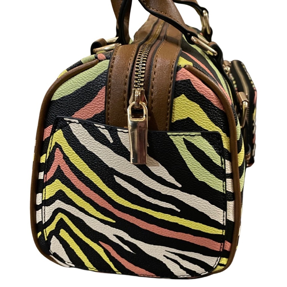 Multi Zebra Print Handbag With Wallet - image 3